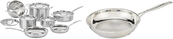 Cuisinart 12 Piece Cookware Set with 8" Chef's Classic Skillet, MultiClad Pro Triple Ply Stainless Steel
