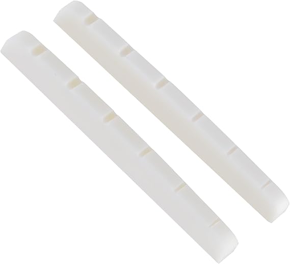 2 Pcs 42mm Electric Guitar Bone Nuts for 6 String, Pre-Slotted Flat Bottom Compatible with Strat Tele Guitars, 42x3.5x4.5/3.5mm(White) | Real cattle bone