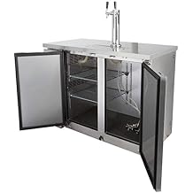 48" Kegerator Beer Dispenser Stainless Steel Refrigerator Cooler with Tap, UDD-24-48-SS