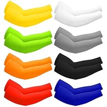 Mudder 8 Pairs UV Sun Protection Cooling Arm Sleeves for Men Women Youth Silk Compression Arm Cover Breathable Outdoors Sport