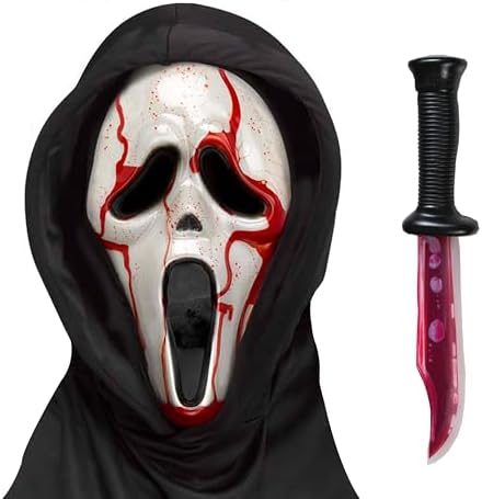 Fun World Ghost Face Bleeding Mask and Knife Set, One Size Multi