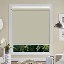 Cordless Roller Blinds Blackout Window Blinds and Shades Customized Size Spring Blinds Privacy Waterproof Thermal Insulated Fabric Curtain UV Protection for Home Office, 41"W x 50"L, Beige