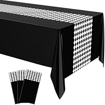 Buryeah 3 Pcs Race Car Tablecloth Checkered Tablecloth Car Birthday Party Supplies Decorations Gingham Table Cloth Race Theme Birthday Favors, 54 x 108 (Black Checkered)