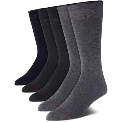 Tommy Hilfiger Mens Dress Socks - 5 Pack Lightweight Everyday Crew Work Socks for Men for Casual & Formal Wear, Size 7-12