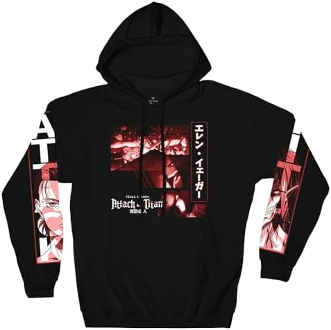 Ripple Junction Attack On Titan Final Season Eren Yeager Titan Collage Licensed Mens Pullover Hoodie Black