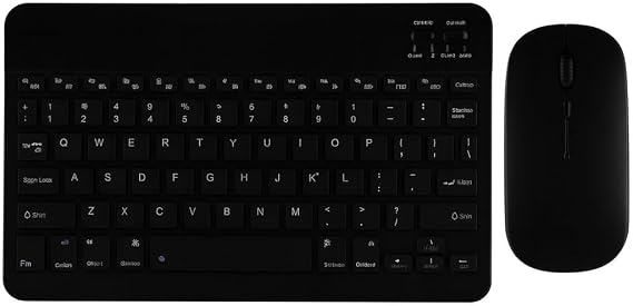 Şık Tasarımlı Bluetooth Kablosuz Klavye ve Mouse Seti | Android, iOS ve Windows Uyumlu | Şarj Edilebilir, Taşınabilir ve Sessiz Tuşlu Set (Siyah)