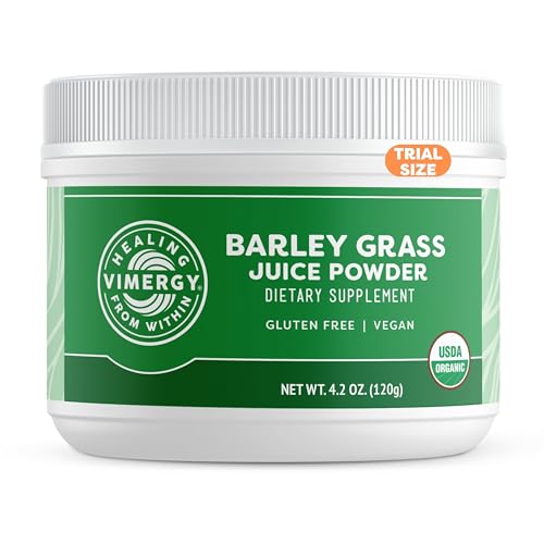 Vimergy Barley Grass Juice Powder Dietary Supplement - 0.8g per Serving 150 Servings Clean Superfood Formula Promotes Cardiovascular Health Organic, Vegan & Gluten-Free Travel Size 120g