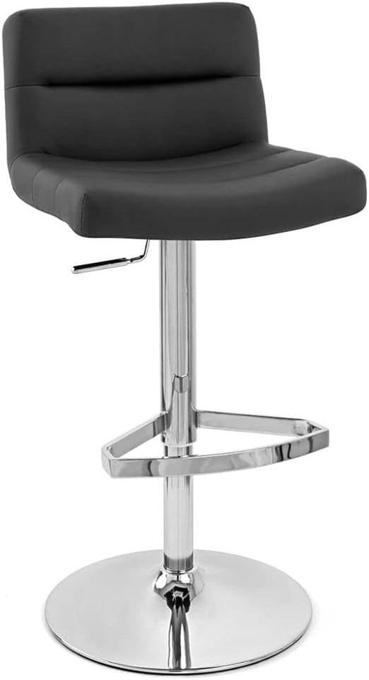 Zuri Furniture Lattice Adjustable Height Swivel Armless Bar Stool with Chrome Base - Black