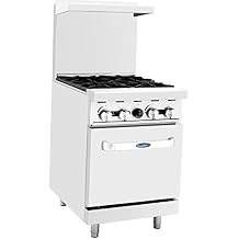 Atosa AGR Commercial Gas Range, 24" Gas Range, (4) Burners, (1) 20" Standard Oven, Propane Gas (AGR-4B-LP)