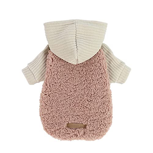 Fitwarm Velvet Thermal Dog Coat Puppy Winter Clothes Girl Pet Jacket Cat Hoodie Outfits Pullover Doggie Sweatshirt Pink Medium