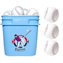 Youth 12U Soft Leather Baseballs - 24 Count Practice & Game Balls, Official Size & Weight, Durable Baseball Bucket with Carry Handle for Team Training & Recreational Use