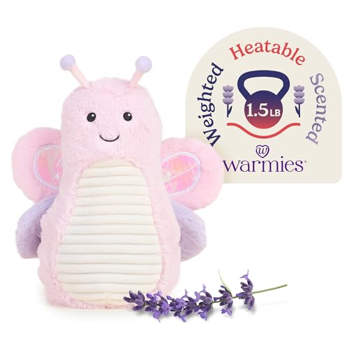 warmies Microwavable & Weighted Stuffed Animals, Butterfly - Heated Stuffed Animal Plushie for Warmth & Comfort - Cute Soft Plush Toys for Adults & Children Boys, Girls, Babies & Toddlers