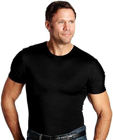 Insta Slim Made in USA Compression Crew-Neck Shapewear Undershirt for Men. Tummy Control Slimming Body-Shaper & Back Support