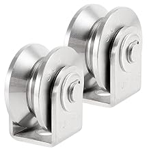 PINGEUI 2 Pack 3 Inch Stainless Steel V Groove Wheel, V Groove Caster with Bracket for Sliding Gate, Rolling Gate, Inverted Track, Industrial Machines, 882 lbs Capacity
