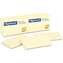 Highland 6559YW Self-Stick Notes, 3 x 5, Yellow, 100-Sheet, 12/Pack
