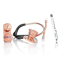 MDF Instruments ProCardial Cardiology Stethoscope, Stainless Steel, Adult, Dual Head, Rose Gold, Black Tube + MDF LUMiNiX Medical Professional Penlight