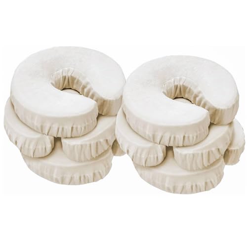 Master Massage Pack of 6 Flannel Face Cradle Covers for Massage Tables- 100% Cotton Extra Large Face Pillow Covers- Massage Headrest Face Rest Cover SetFor Face Cushion - Machine Washable, Off White