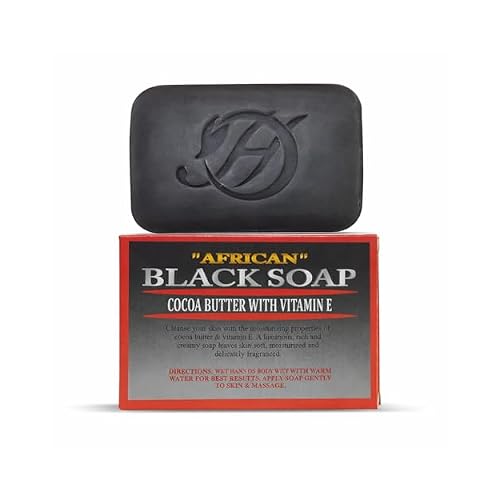 HERBOGANIC African Black with Cocoa Butter and Vitamin E Herbal Soap | Pack of 1 of 5oz soap Bar | Natural Soap Bar| Rejuvenating and Nourishing | Gentle for Men and Women