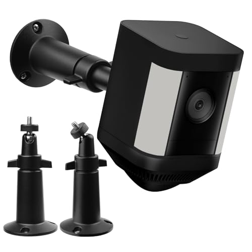 360 Adjustable Ring Security Camera Wall Mount for Ring Spotlight Cam PlusPro & Stick Up Cam Pro Battery-Easy Installation Camera Bracket, IndoorOutdoor Use Full-aluminum Black 2-Pack