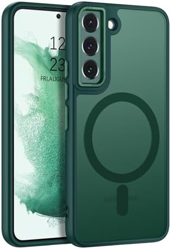 DUEDUE for Samsung Galaxy S22 Case Magnetic[Compatible with Magsafe], Translucent Matte Back Anti-Scratch Full Body Protective Cover Shockproof Phone Case for Galaxy S22 6.1, Green