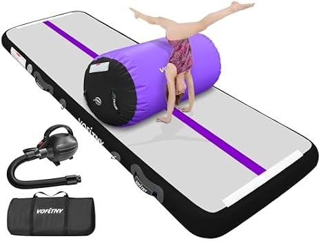 VOFiTNY Inflatable Gymnastics Air Mat Tumble Track with Air Roller for Cheering/Home
