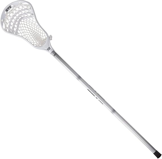 STX Lacrosse Stallion 200 Boys Complete Stick with Mesh Pocket Attack/Midfielder, White