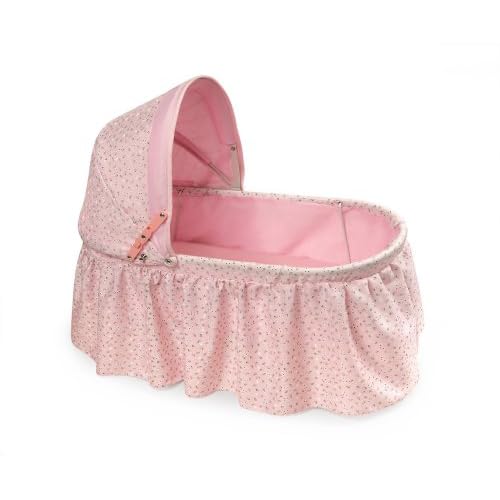 Badger Basket Folding Doll Cradle with Hood fits Dolls 18 to 22-Inches - PinkRosebud Design with Bedding for Imaginative Play