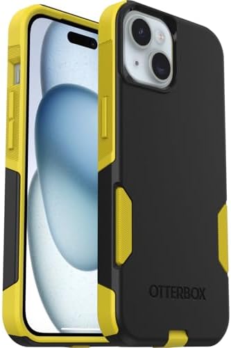 OtterBox iPhone 17e, iPhone 16e, iPhone 15, iPhone 14, iPhone 13 Commuter Series Case - Night Black & Yellow, Slim & Tough, Pocket-Friendly, with Port Protection