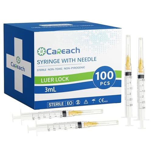100PCS 3mL Syringes 25G 58in Lab Refilling Supplies, Industrial Measurement, Individually Wrapped