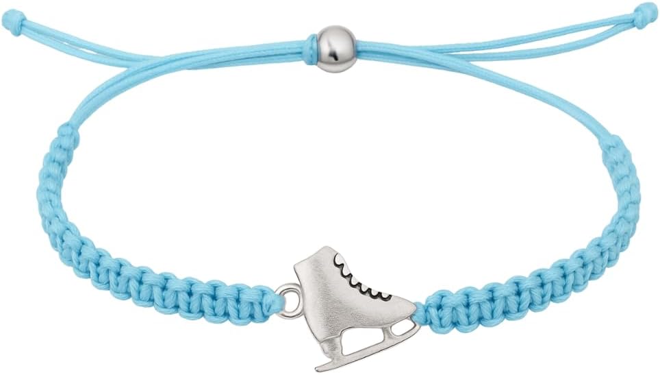 Infinity Collection Figure Skating Charm Bracelet, Ice Skating Jewelry, Adjustable Skate Bracelet, Figure Skater Gift, Ice Skating Gifts, Ice Skating Accessories(Blue)