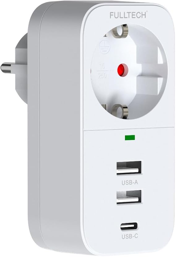 Vetech Current Protected Single Socket 2 USB Inputs + 1 TYPE-C Input Socket