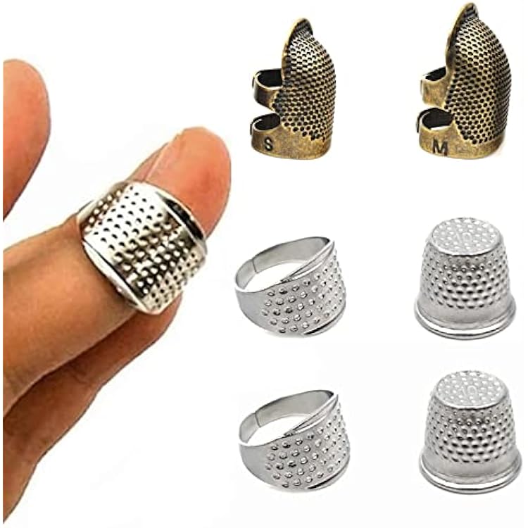 Suxgumoe Sewing Thimble,6 Pieces Metal Sewing Thimble Finger Protector Shield Ring for Quilting Embroidery Needlework Craft