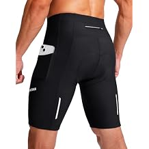 Bikewa Men's Bike Shorts 3D Padded Cycling Road Biking Mountain Riding Biker Bicycle UPF 50+ Cycle Shorts Zipper Pockets