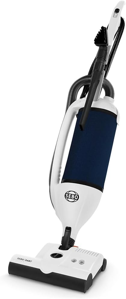 Sebo 9855AM Dart Upright Vacuum Cleaner |  with Powerful ET-1 Powerhead for Pets and Carpeting, Made in Germany (Arctic White)