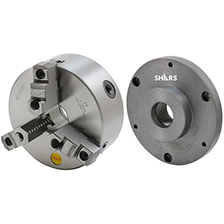 Shars 6 3 Jaw Self Centering Scroll Lathe Chucks 2 Piece Jaws with 1-12-8 Semi-Machined Threaded Back Plate, Machining Required 202-5433-202-6109 L