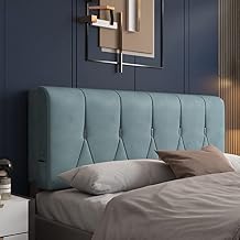 ZZYY Bed Headboard Queen Size Tufted Button Upholstered Headboard Modern Wipeable Technical Cloth Full Size Headboards for Home Bedroom - Back Tape Installation,Blue,53.1"/135cm