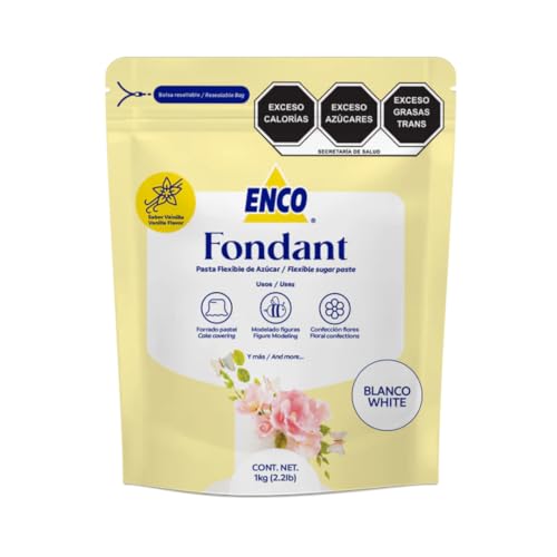ENCO Premium White Fondant, Vanilla Flavor, Ready to Use 2.2 Lb 1 kg