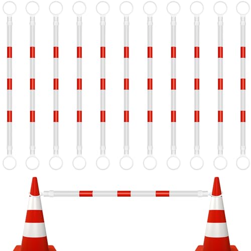 Huwena 12 Pcs Retractable Traffic Cone Bar from 4ft to 7.2ft Lightweight Bars Traffic Barricade Road Cone Connecting Rod Expandable Safety for Road Parking Use