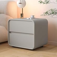 Minimalist Wooden Nightstand Cream Style Bed Side Table Simple Bedside Table 2 Drawer Nightstand Bedside Cabinet Easy to Clean End Side Table Night stand Small Bedroom Bedside Storage Cabinet.(Light g