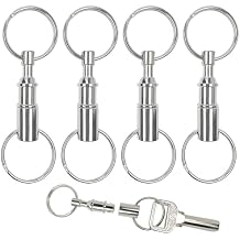 Tenalleys 4 Pack Quick Release Keychain Detachable Pull Apart Keychain Dual Pull Apart Key Chain(Silver)