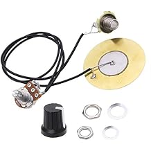 Onown Pickup Wiring Kit - Piezo 50mm Sensitive Transducer Pickups Prewired Amplifier with 6.35mm Output Jack for Cigar Box Guitars and Acoustic Instruments