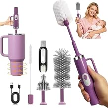 5-in-1 Long Handle Electric Bottle Brush Cleaner and Straw Cleaning Brush with Removable Brush Head, Multi-Function Rechargeable,for Stanley Cups, Baby Bottles, Pacifiers, Coffee Cups, Sports Bottles