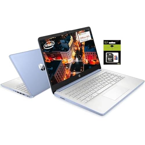 HP 14 Student-Laptop, Quad Core Intel N150Up to 3.6GHz 16GB RAM 256GB Storage128GB UFS  128GB Ghost Manta SD Card Computer Laptops with WiFi 6 1Yr Office 365 Win11