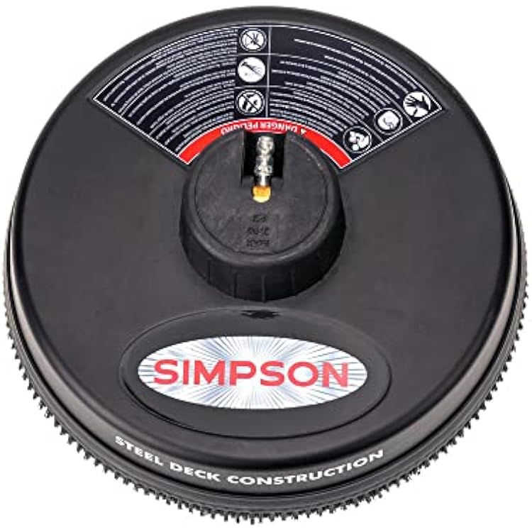 Simpson Cleaning 80165 Universal 15 Steel Pressure Washer Surface Cleaner for Cold Water Machines, 14 Quick Connection, Recommended Min 2200 PSI up to Max of 3700 PSI, Black