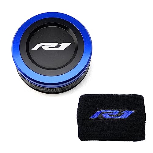 CNC Compatible with R1 YZF R1 YZFR1 1999-2021 2023 2024 2025 2026 YZF R1 Motorcycle Front Fluid Reservoir Cap Oil Brake Reservoir Sock Cover Blue