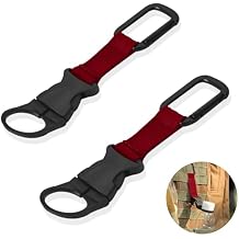 ZXZone 2PCS Bottle Buckle Clip Hanging Buckle Portable Water Bottle Ring Holder Keychain Mineral Water Bottle Clip for Backpack Belt Nylon Webbing Strap for Outdoor Tactical Camping Hiking(D,Red)