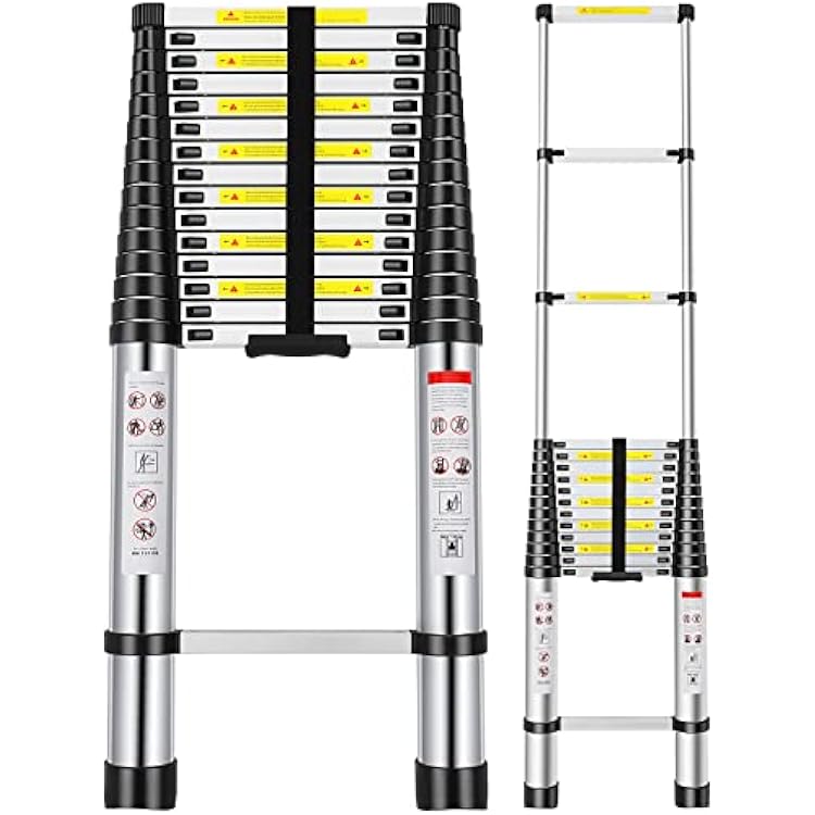 Telescoping Ladder, 20.3FT Aluminum Extension Ladder with 2 Replacement of Non-Slip Rubber Cover, Telescopic Ladder Portable Collapsible RV Ladder for Indoor Outdoor Work, 330 lb. Weight Capacity