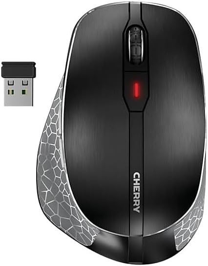 Cherry MW 8C Ergo Wireless and Rechargeable Mouse Ergonomic Right-Handed Bluetooth or Wireless Connection AES-128 Encrypted High-Precision Sensor Black