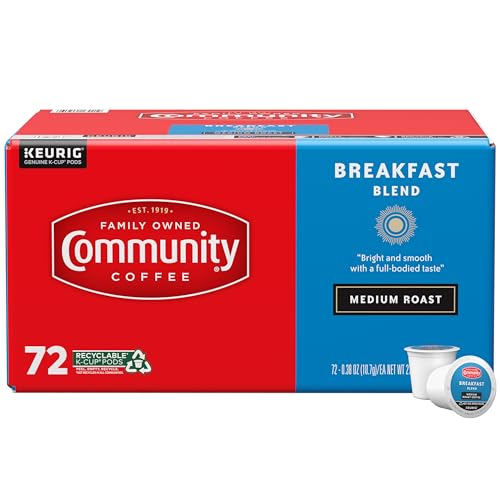 Community Coffee Breakfast Blend, Medium Roast, Single-Serve Keurig K-Cup Pods, 72 Count Pack of 1
