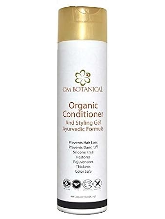 OM Botanical 2-in-1 Hair Conditioner & Styling Gel Silicone-Free Detangler with Bhringraj & Pumpkin Seed Oil Organic Aloe, Marshmallow Root & Slippery Elm for Curls & Frizz Control 12oz